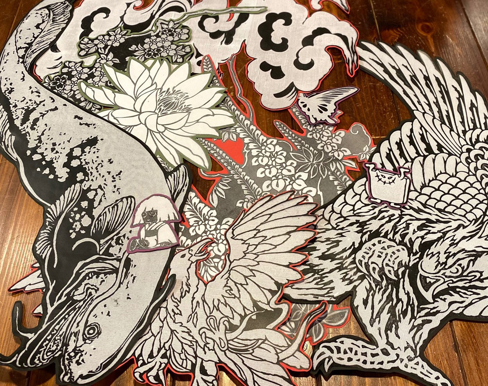 朱鷺雄手描き 優しい 『龍』コート L